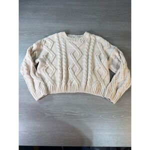 Altar'd State Sherpa Pullover Sweater Women's Large Cream Ivory Cozy Soft